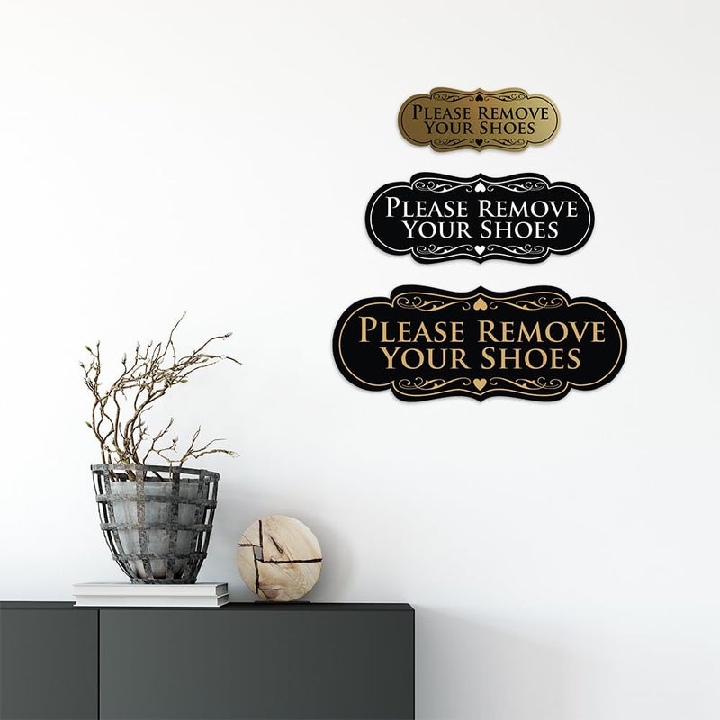All Quality Designer Please Remove Your Shoes Wall or Door Sign - No Shoes Signage | Easy Installation - White - Medium (1 Pack) - Image 2